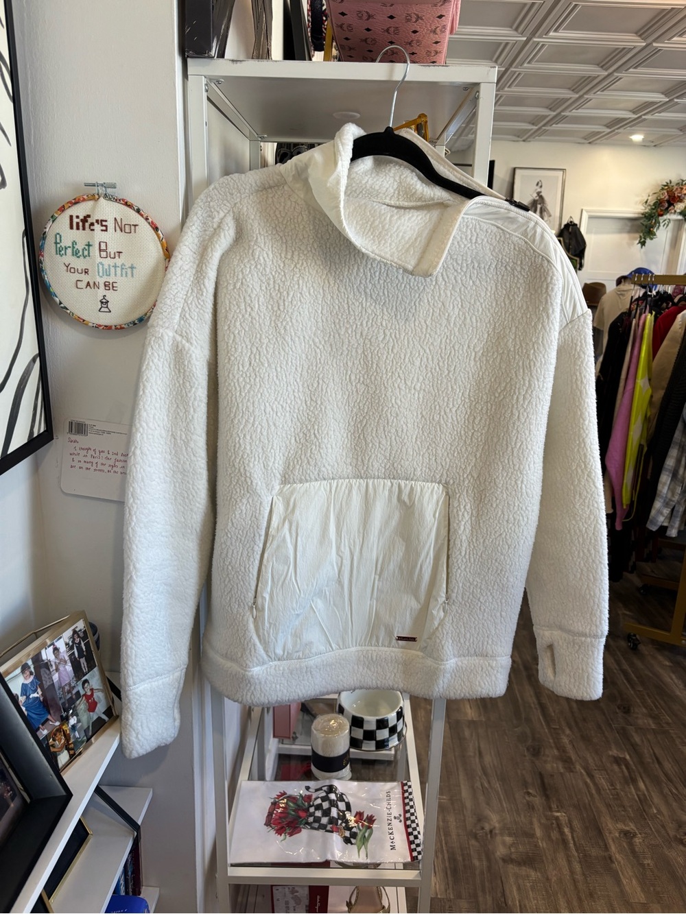 Sweaty Betty Cream Sherpa Crewneck Pullover